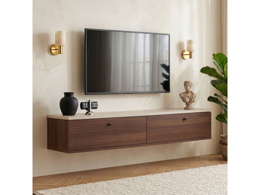 Houten tv-meubel "Ligne 140" - 140 x 25 x 25 cm - Bruin
