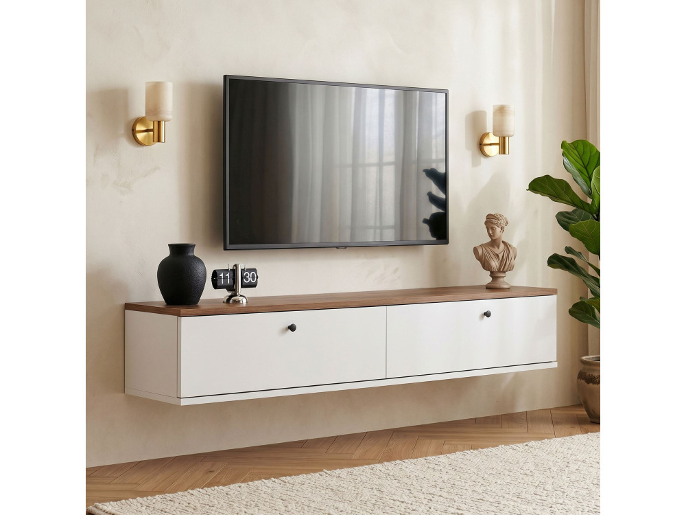 Houten tv-meubel "Ligne 140" - 140 x 25 x 25 cm - Wit