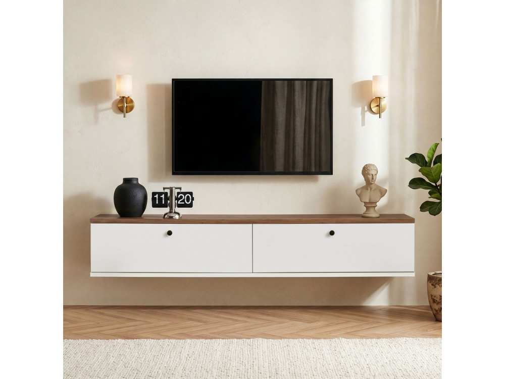 Houten tv-meubel "Ligne 140" - 140 x 25 x 25 cm - Wit