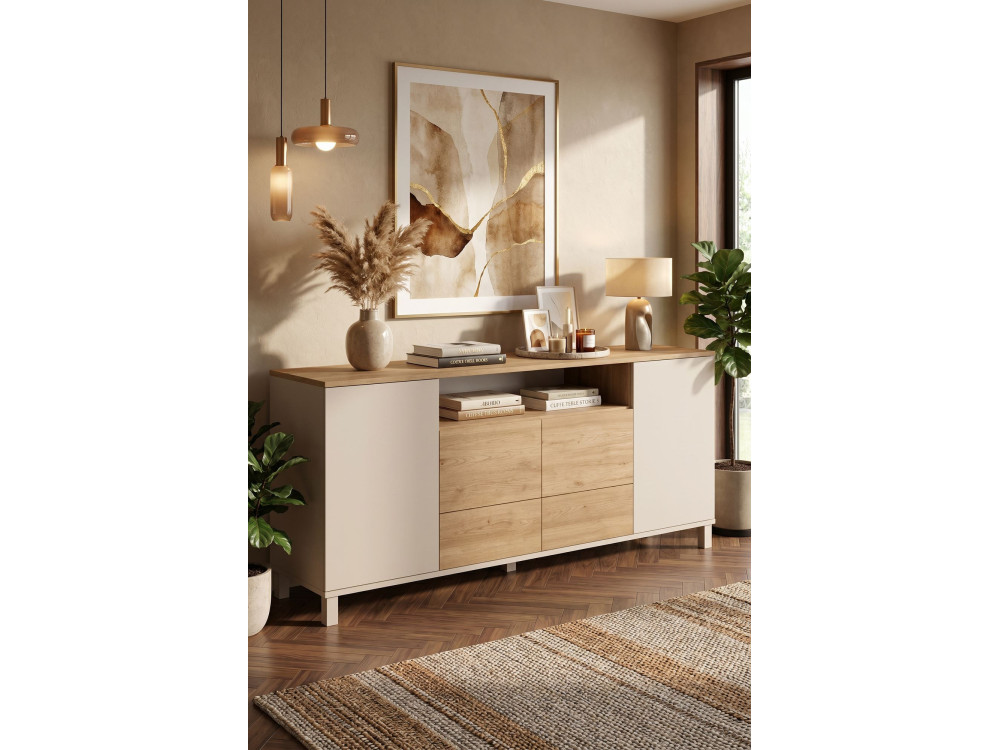 Houten console "Mood" - 180 x 44 x 82 cm - Beige