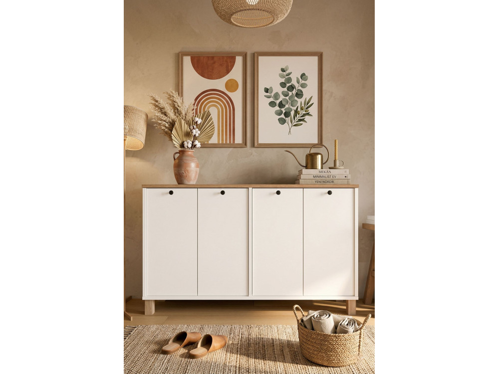 Houten console "Nord" - 120 x 29 x 74 cm - Wit
