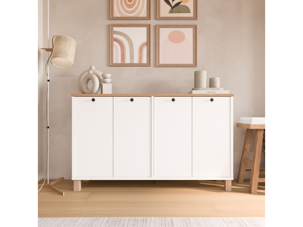 Houten console "Nord" - 120 x 29 x 74 cm - Wit