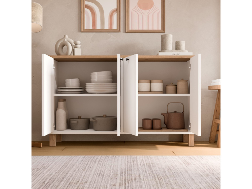 Houten console "Nord" - 120 x 29 x 74 cm - Wit