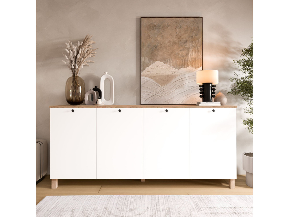 Houten console "Nord" - 180 x 42 x 80 cm - Wit
