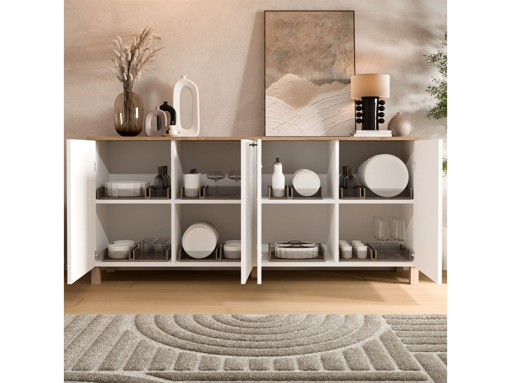 Houten console "Nord" - 180 x 42 x 80 cm - Wit