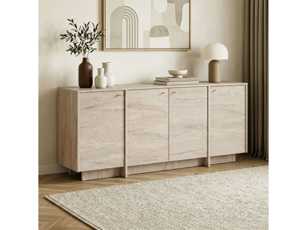 Houten console “Varen” - 180 x 45 x 82 cm - Travertijn