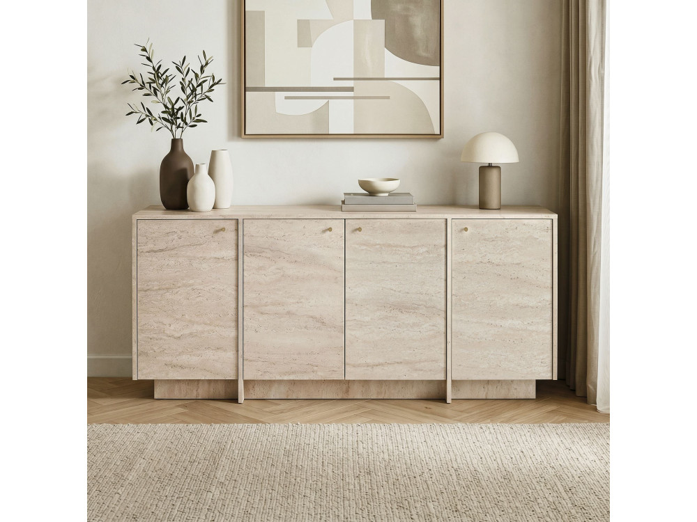 Houten console “Varen” - 180 x 45 x 82 cm - Travertijn