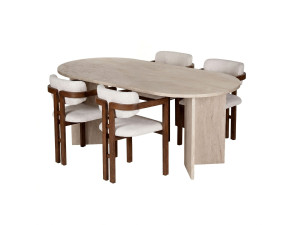 Eettafelset met stoelen (5-delig) van hout "Meridia 4" - 180 x 90 x 75 cm - Wit