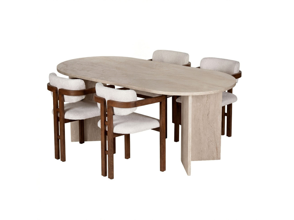 Eettafelset met stoelen (5-delig) van hout "Meridia 4" - 180 x 90 x 75 cm - Wit