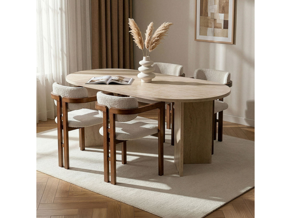 Eettafelset met stoelen (5-delig) van hout "Meridia 4" - 180 x 90 x 75 cm - Wit