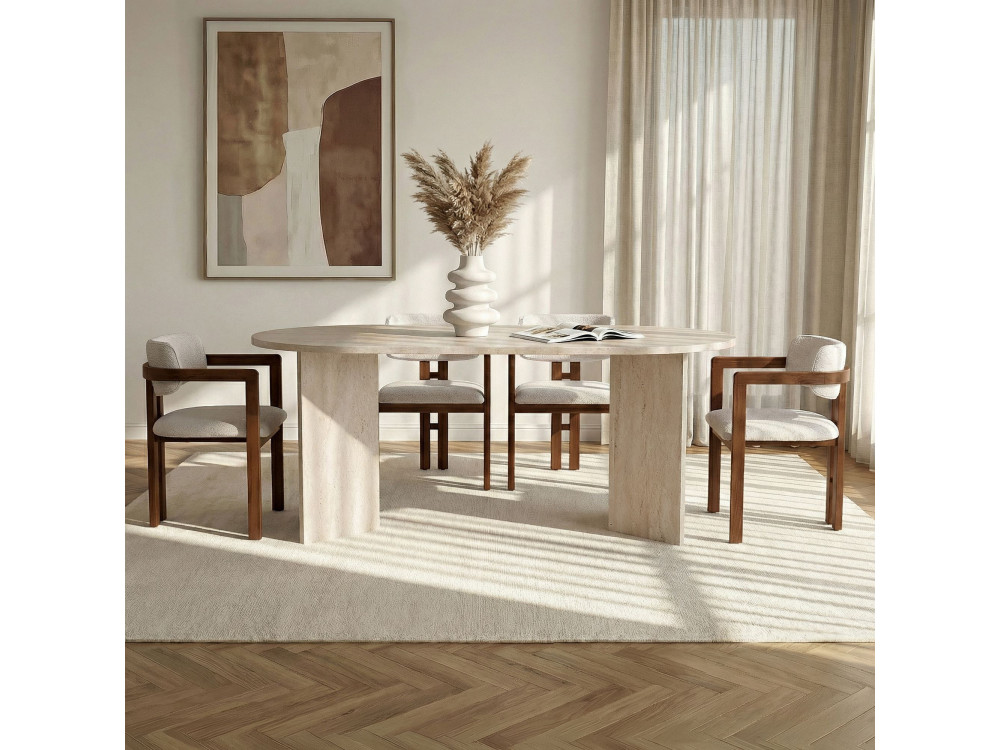 Eettafelset met stoelen (5-delig) van hout "Meridia 4" - 180 x 90 x 75 cm - Wit