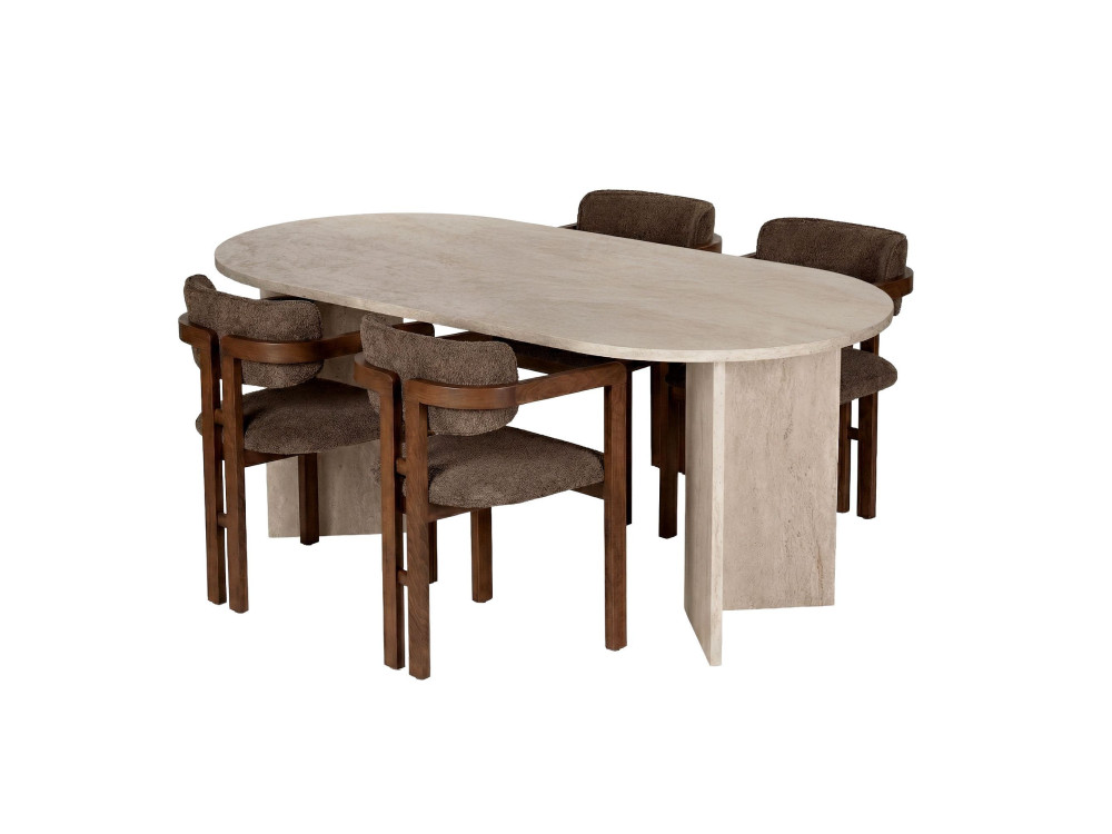 Eethoek (5-delig) van hout "Meridia 4" - 180 x 90 x 75 cm - Bruin