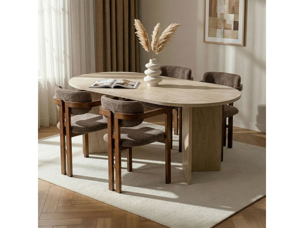 Eethoek (5-delig) van hout "Meridia 4" - 180 x 90 x 75 cm - Bruin