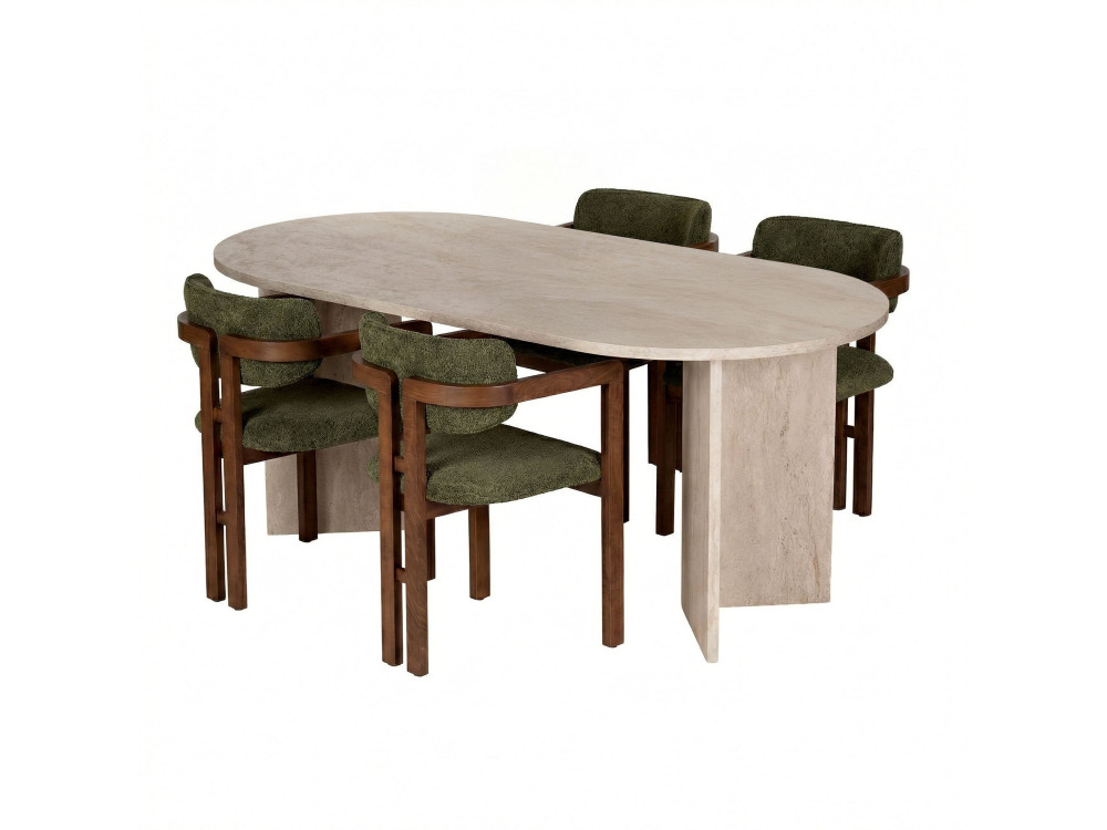 Eethoek (5-delig) van hout "Meridia 4" - 180 x 90 x 75 cm -  Groen