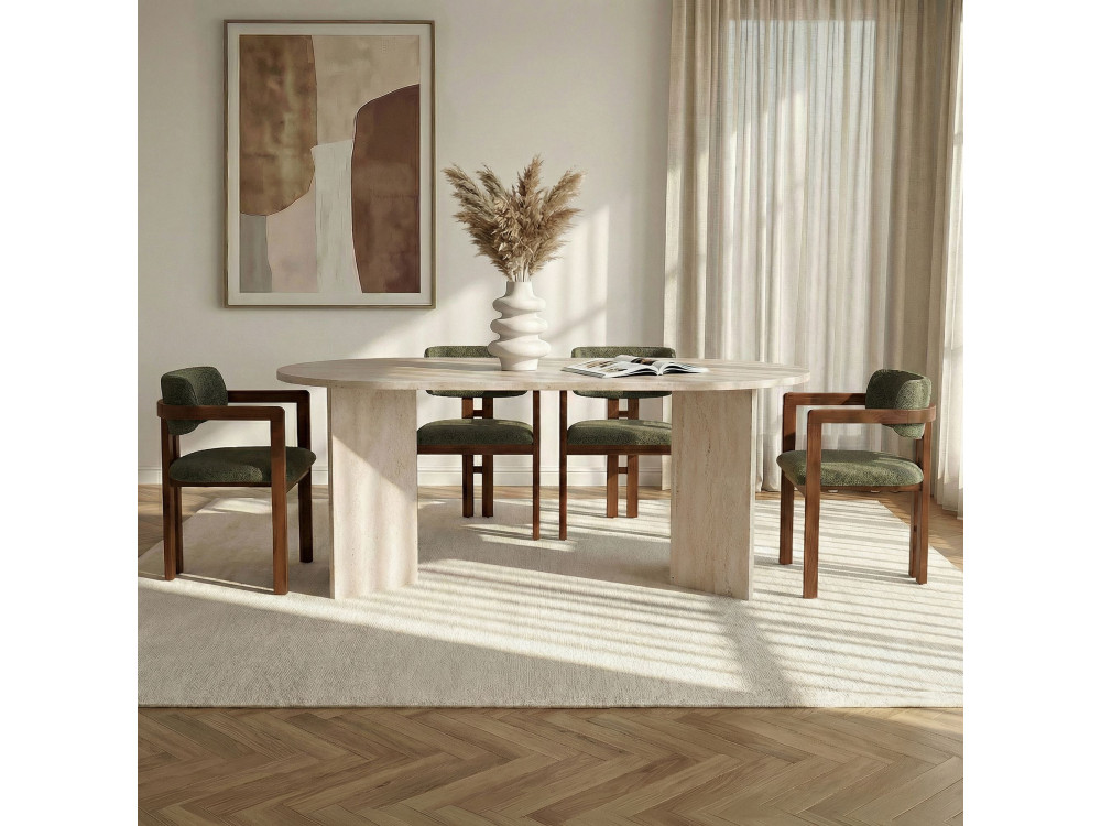 Eethoek (5-delig) van hout "Meridia 4" - 180 x 90 x 75 cm -  Groen