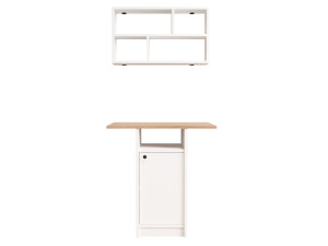 Eetkamertafel en wandrek (2-delige set) van hout "Nord" - 72 x 44 x 74 cm - Wit