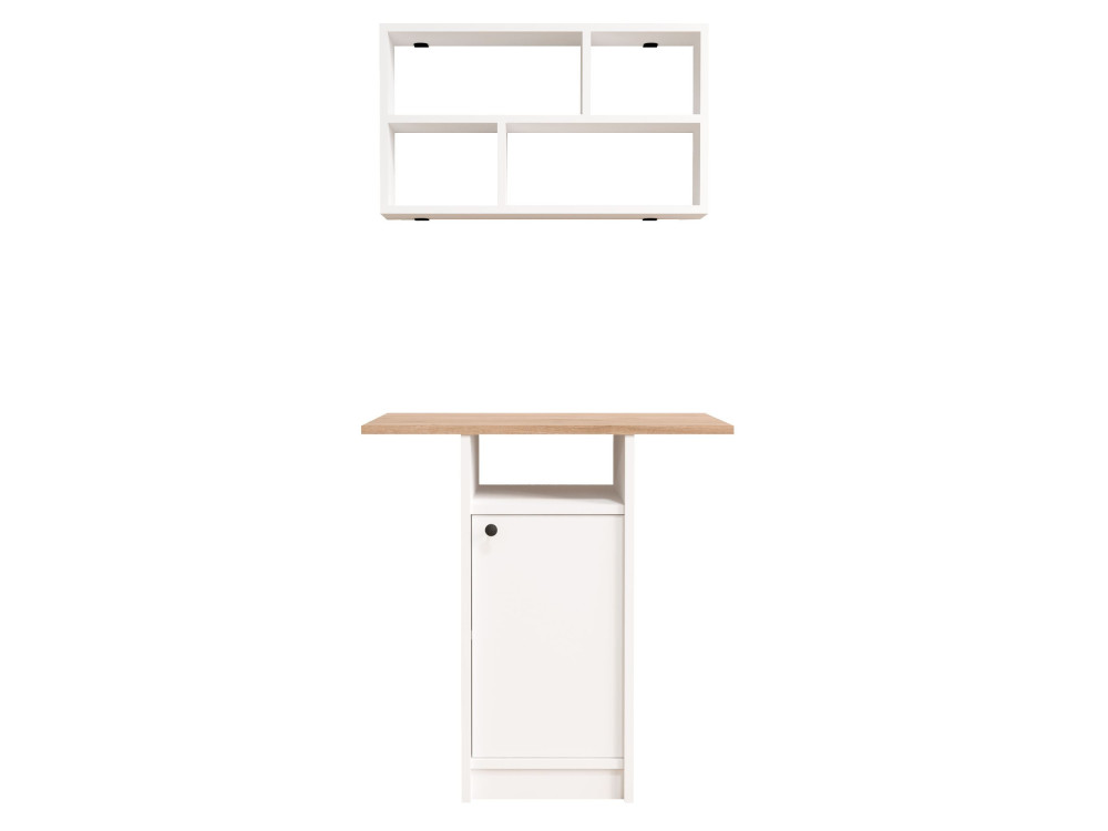 Eetkamertafel en wandrek (2-delige set) van hout "Nord" - 72 x 44 x 74 cm - Wit