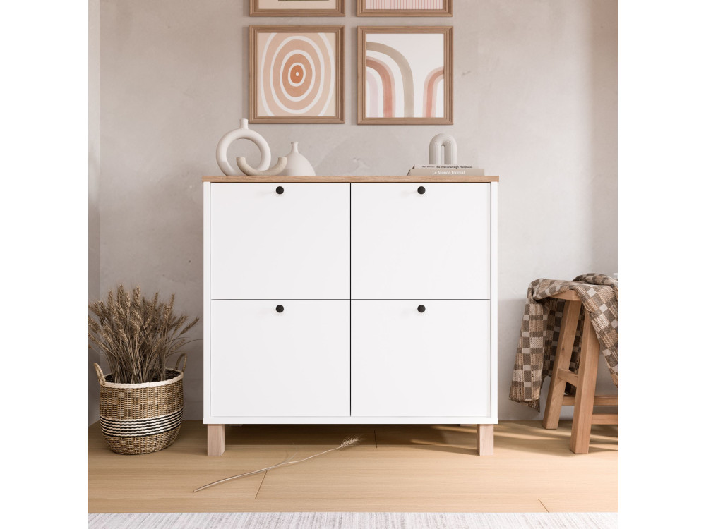 Houten schoenenkast "Nord" - 90 x 35 x 85 cm - Wit