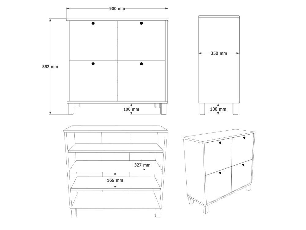 Houten schoenenkast "Nord" - 90 x 35 x 85 cm - Wit