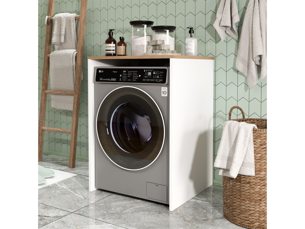Houten wasmachineonderkast "Nord" - 66 x 60 x 92 cm - Wit