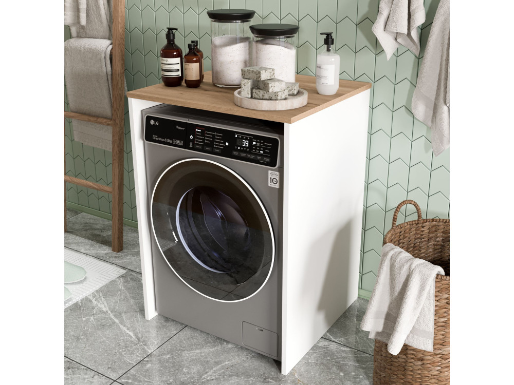 Houten wasmachineonderkast "Nord" - 66 x 60 x 92 cm - Wit