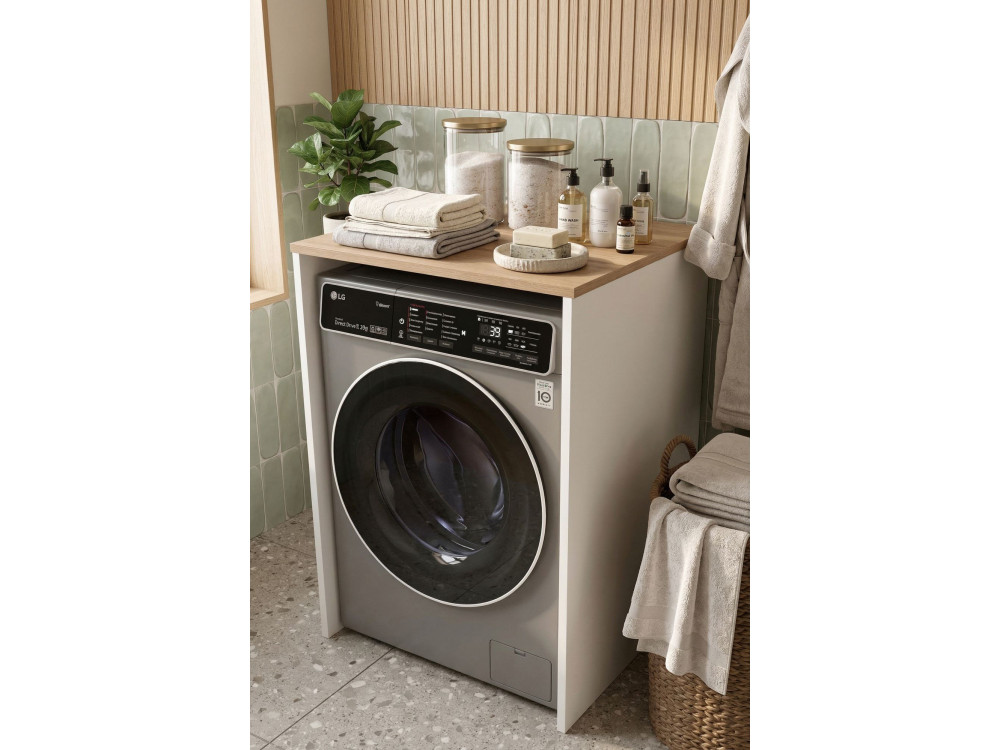 Houten wasmachineonderkast "Nord" - 66 x 60 x 92 cm - Wit