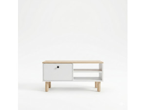 Houten salontafel "Aris" - 90 x 38,8 x 60 cm - Saphir-eik / Wit