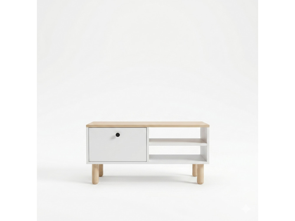 Houten salontafel "Aris" - 90 x 38,8 x 60 cm - Saphir-eik / Wit