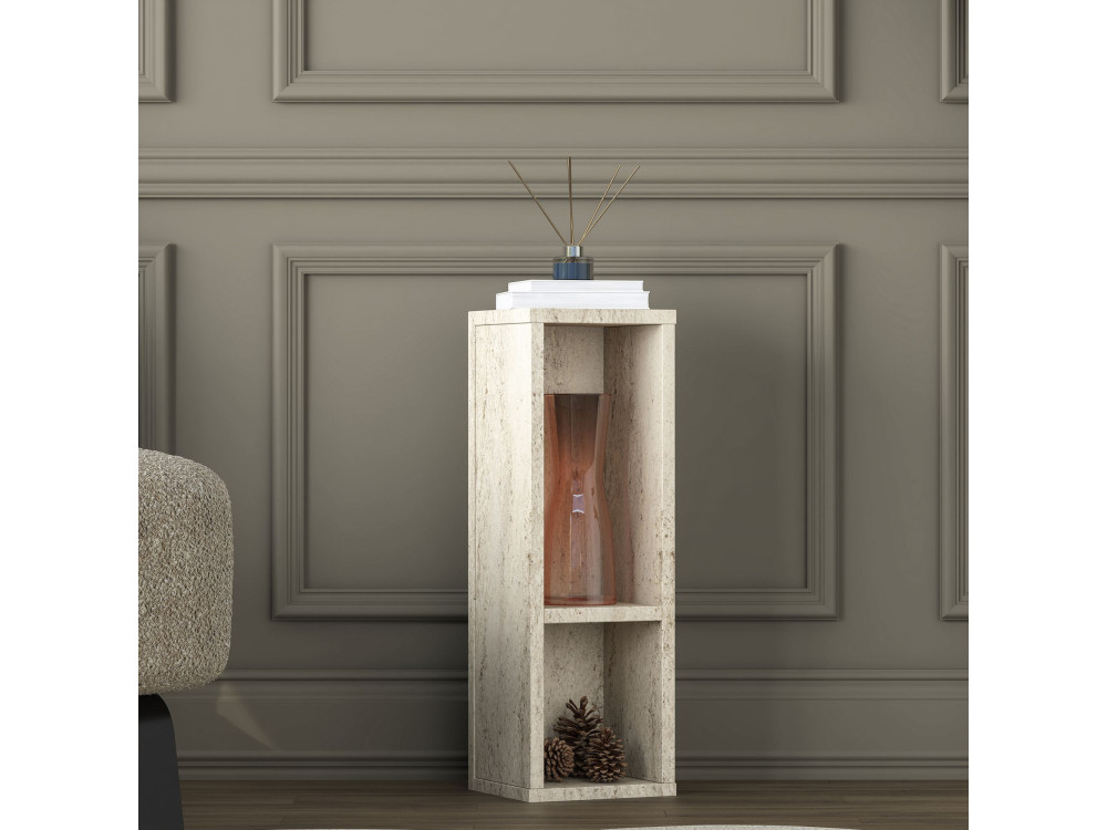 Houten bijzettafel "AD108" - 20 x 18 x 60 cm - Travertijn