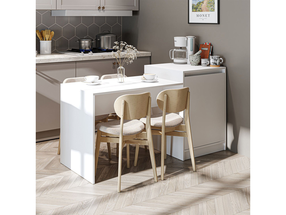 Houten keukentafel "2784" - 160 x 60 x 85 cm - Wit