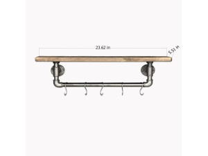 Houten buisrek "Boruraf117" - 28 x 14 x 16 cm - Bruin
