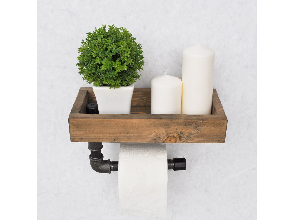 Houten buisrek "Boruraf117" - 28 x 14 x 16 cm - Bruin