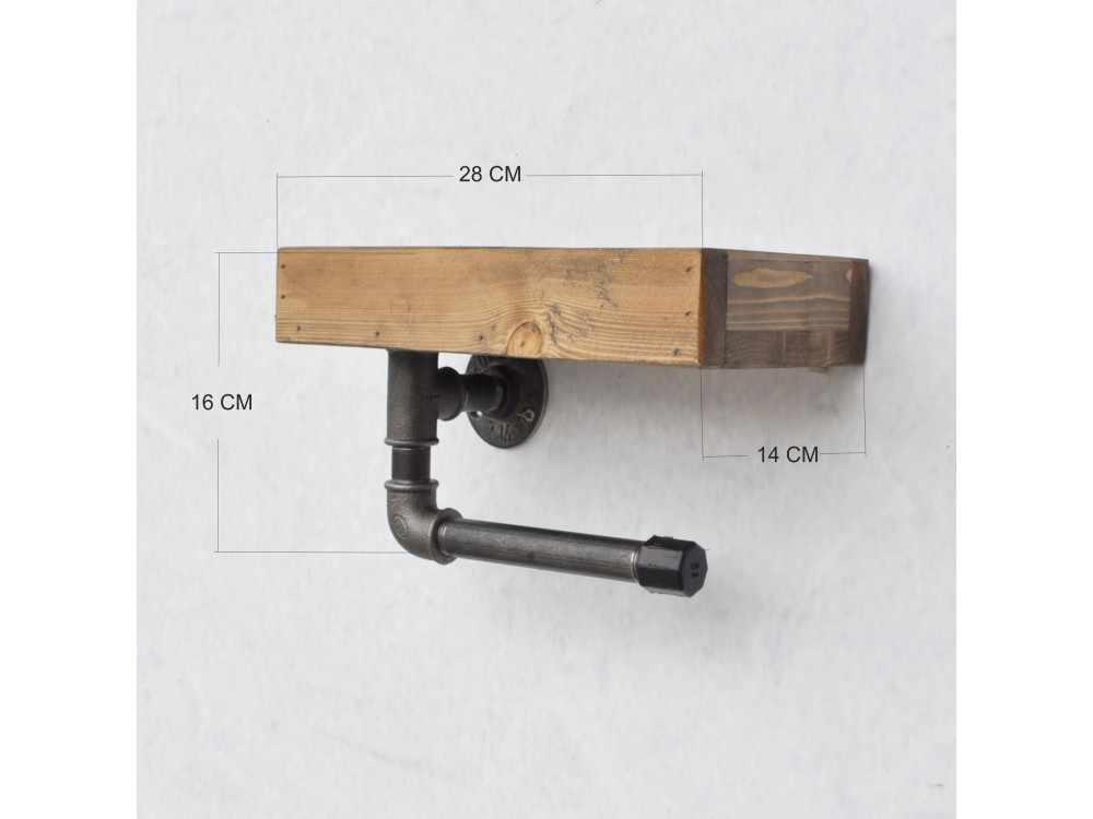 Houten buisrek "Boruraf117" - 28 x 14 x 16 cm - Bruin