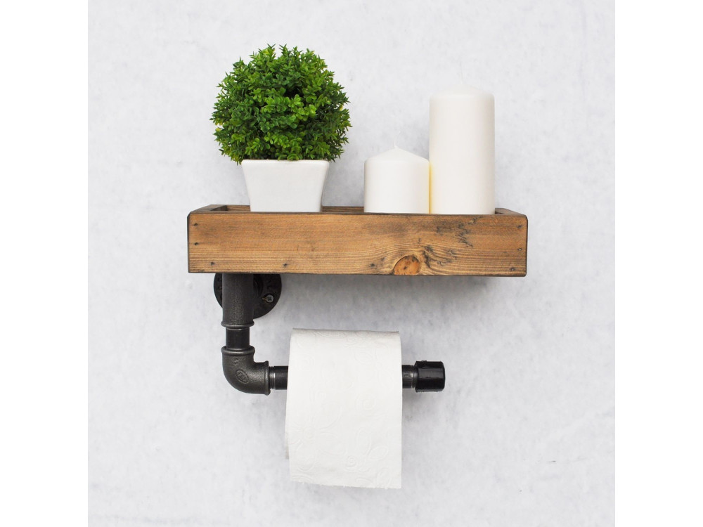 Houten buisrek "Boruraf117" - 28 x 14 x 16 cm - Bruin