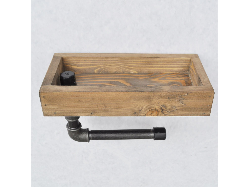 Houten buisrek "Boruraf117" - 28 x 14 x 16 cm - Bruin