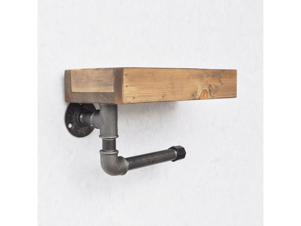 Houten buisrek "Boruraf117" - 28 x 14 x 16 cm - Bruin