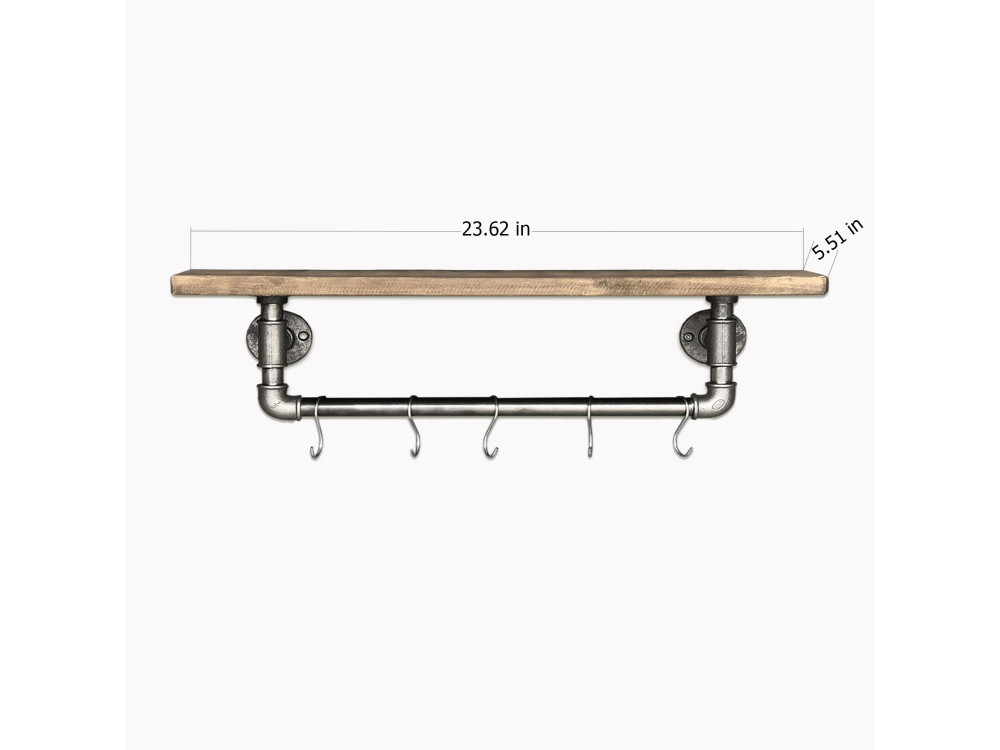 Houten buisrek "Boruraf117" - 28 x 14 x 16 cm - Bruin