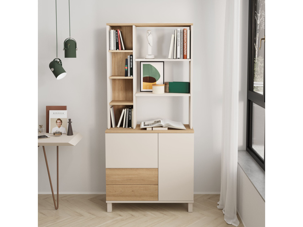 Houten boekenkast "Mood" - 85 x 35 x 188 cm - Beige