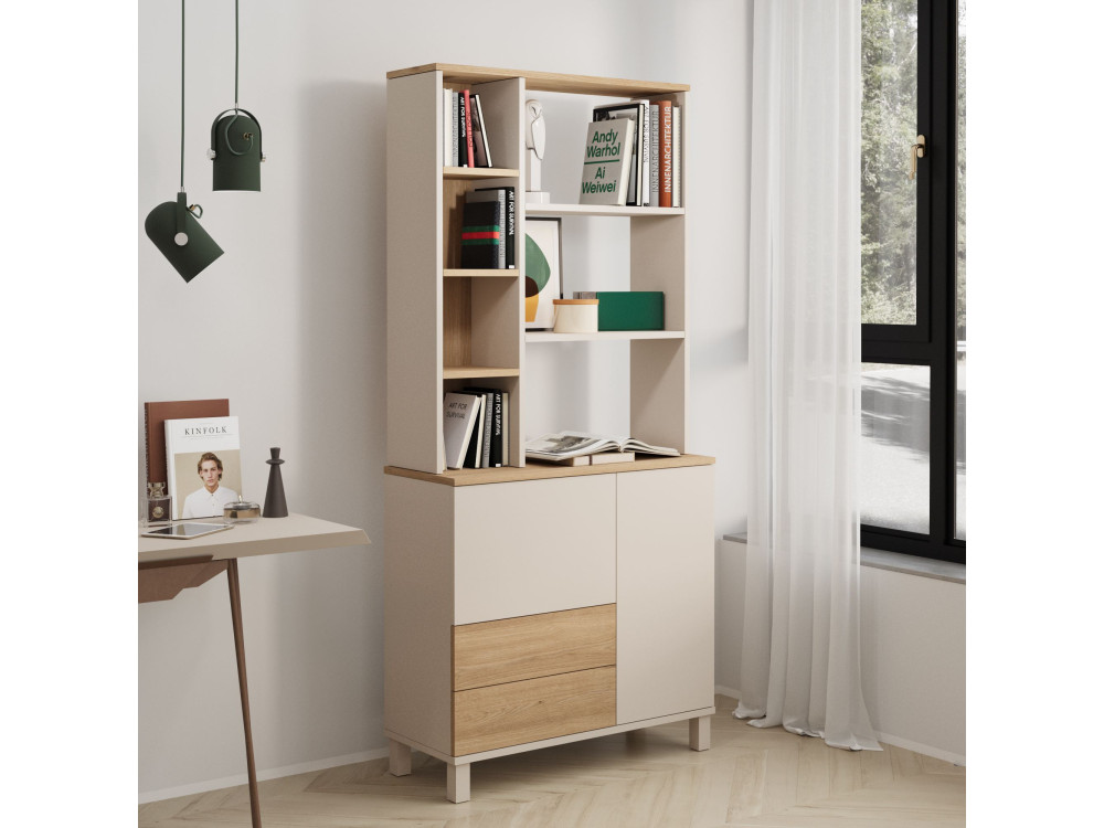 Houten boekenkast "Mood" - 85 x 35 x 188 cm - Beige