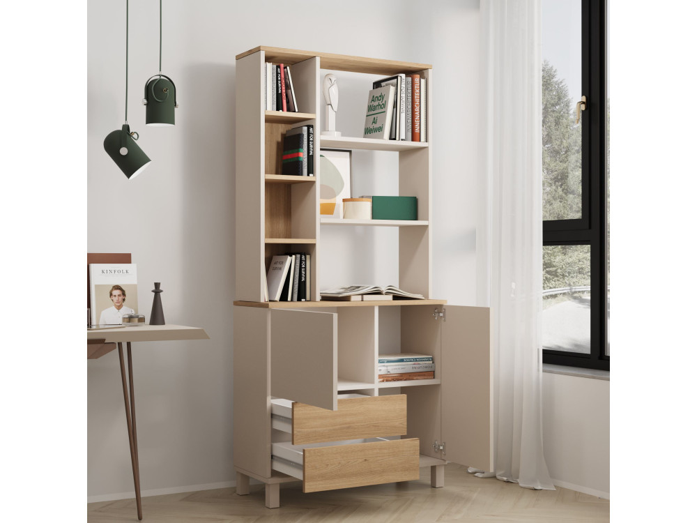 Houten boekenkast "Mood" - 85 x 35 x 188 cm - Beige