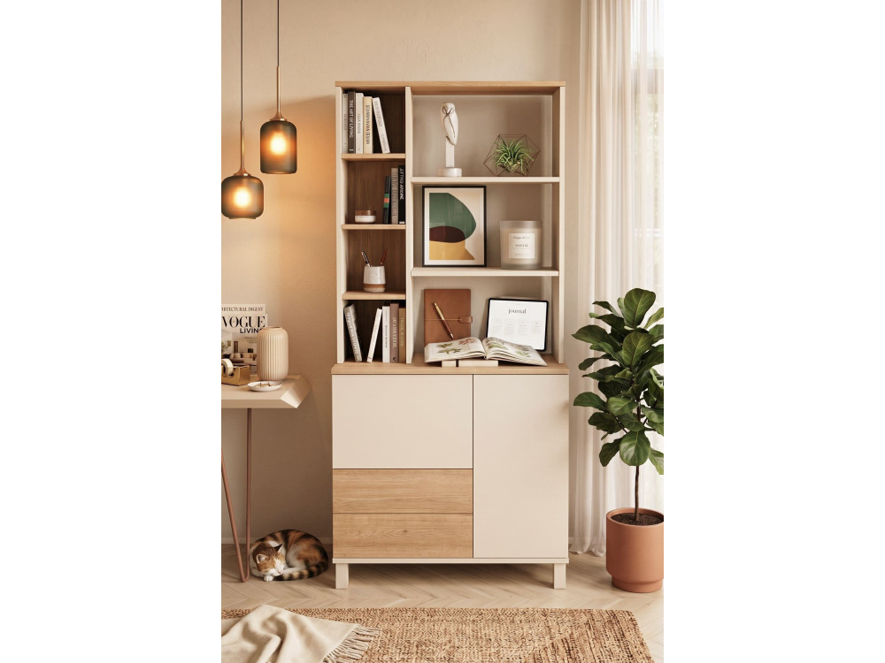 Houten boekenkast "Mood" - 85 x 35 x 188 cm - Beige