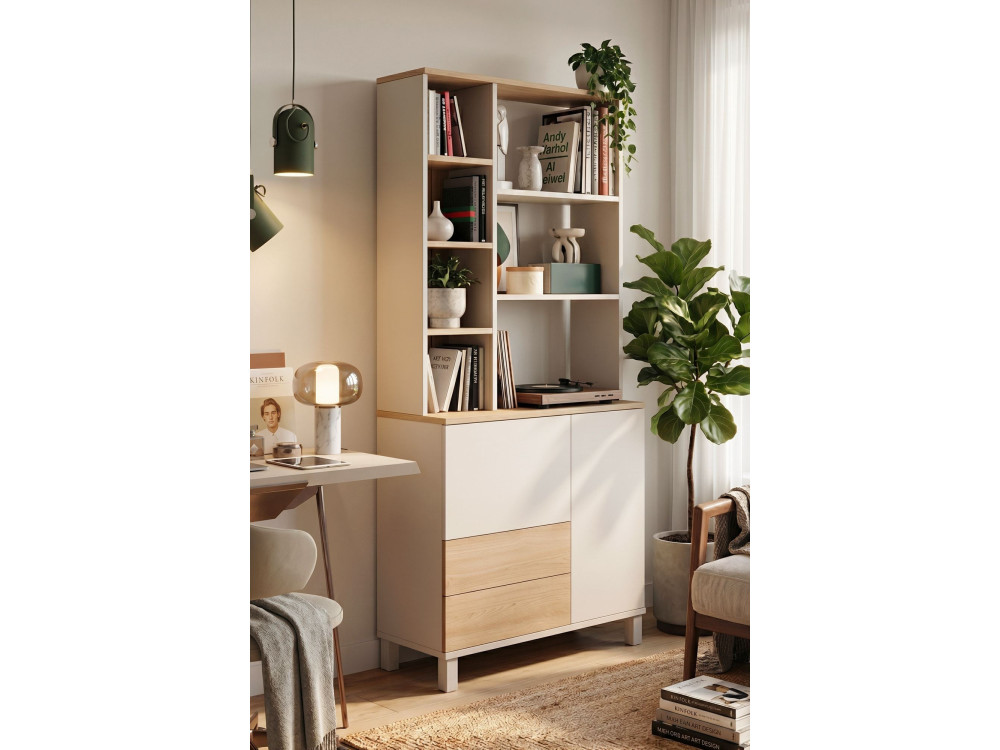 Houten boekenkast "Mood" - 85 x 35 x 188 cm - Beige