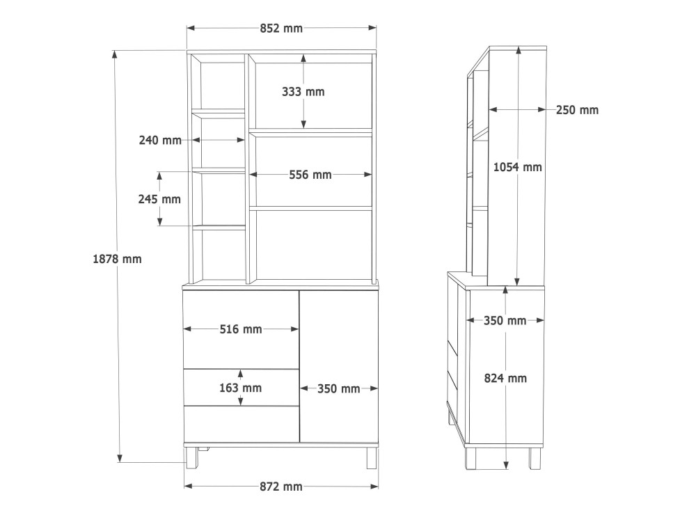 Houten boekenkast "Mood" - 85 x 35 x 188 cm - Beige