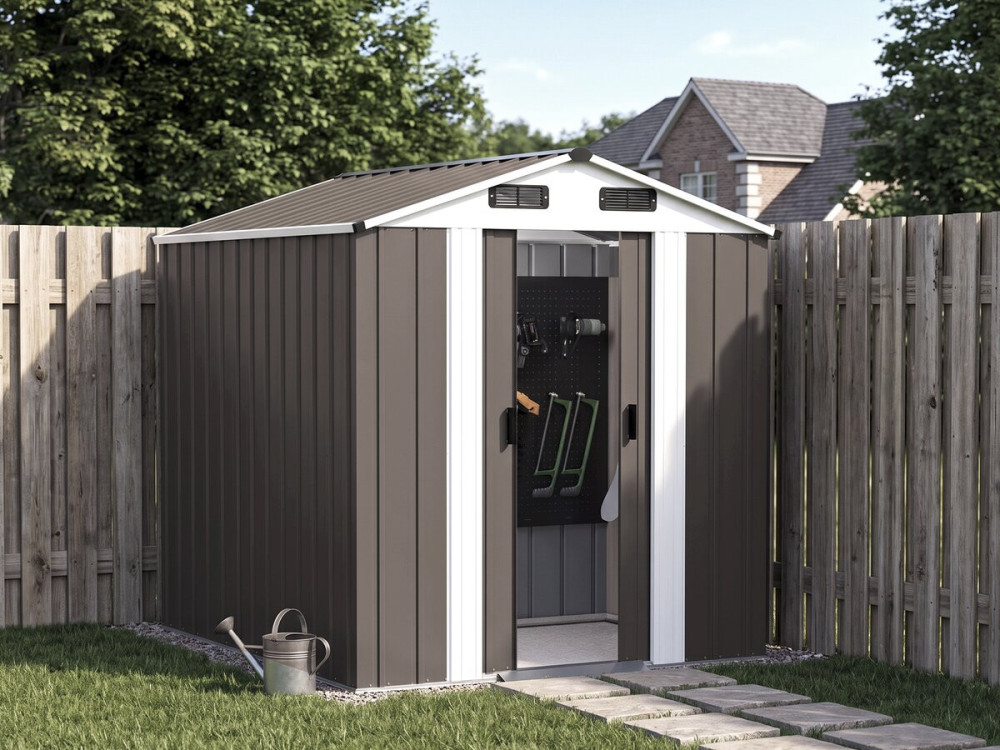 Metalen tuinhuisje "Dallas" - 4,12 m² - Taupe
