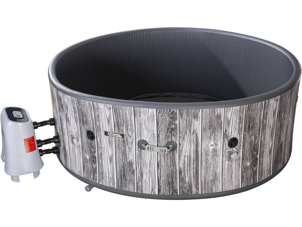 Opblaasbare, halfharde spa met houtlook van PVC "Antibes" - 6 zitplaatsen - Grijs