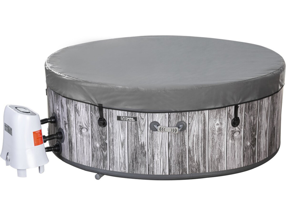 Opblaasbare, halfharde spa met houtlook van PVC "Antibes" - 6 zitplaatsen - Grijs