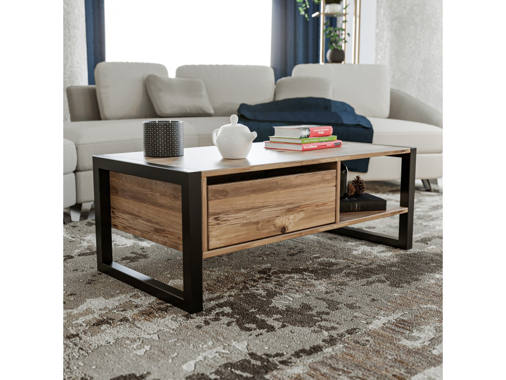 Houten salontafel "Haldizen" - 105 x 55 x 40 cm - Bruin