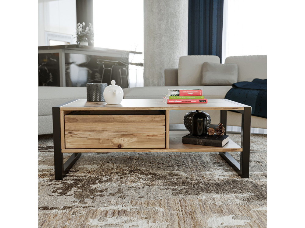 Houten salontafel "Haldizen" - 105 x 55 x 40 cm - Bruin