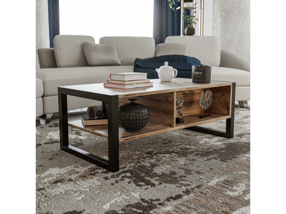 Houten salontafel "Haldizen" - 105 x 55 x 40 cm - Bruin
