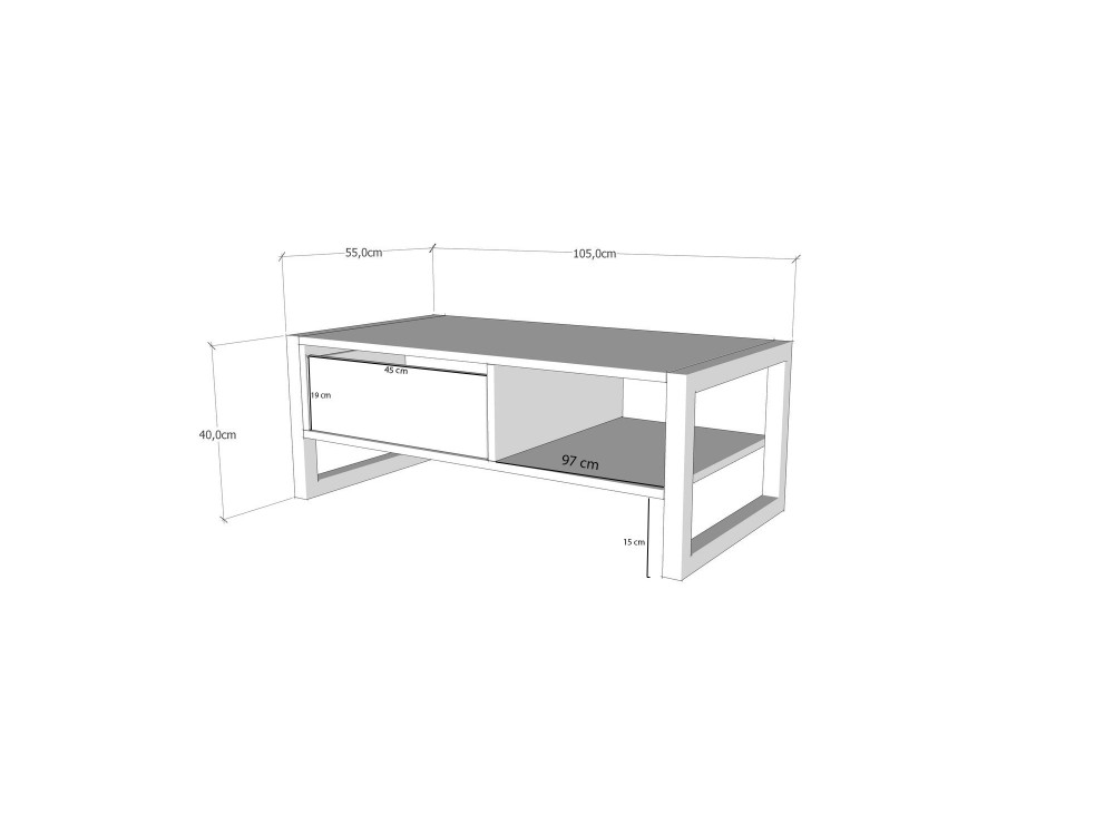 Houten salontafel "Haldizen" - 105 x 55 x 40 cm - Bruin